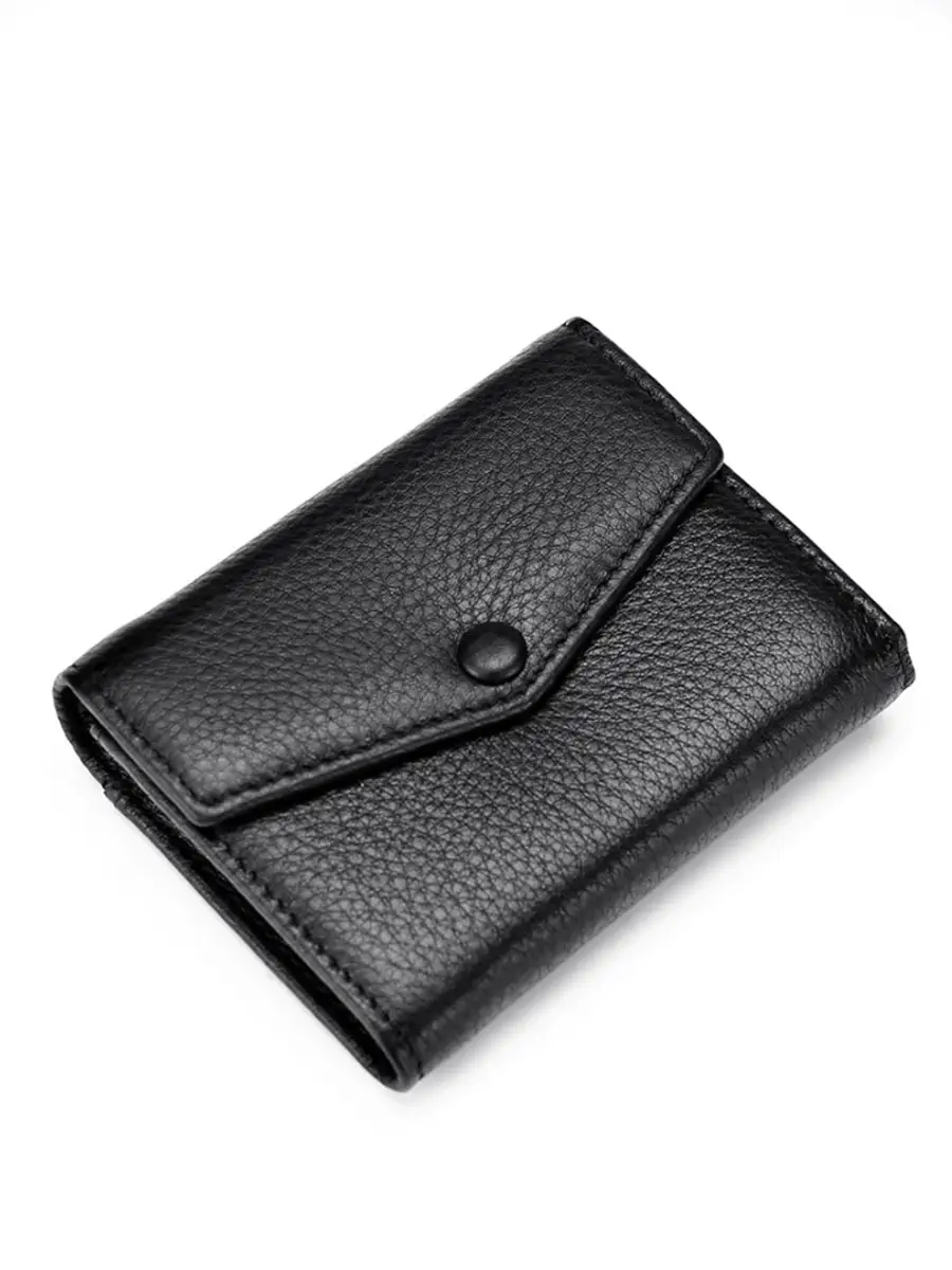 Жіночий шкіряний гаманець чорного кольору