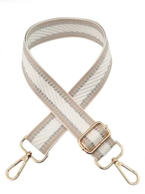 Широкий текстильний ремінь для сумки: Бежева "ялинка"